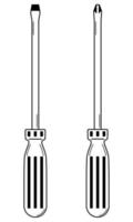 Hand drawn PH and Sl screwdrivers. Doodle style. Sketch. Vector illustration