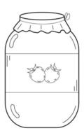 Hand drawn jar of berry jam or juice. A sweet product rich in vitamins. Doodle sketch. Vector illustration