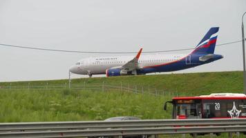 Aeroflot plane on the taxiway video