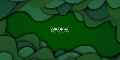 Colorful green papercut abstract background with curves in realistic 3d papercut craft art style. Modern business presentation illustration or creative project template.Eps10 vector