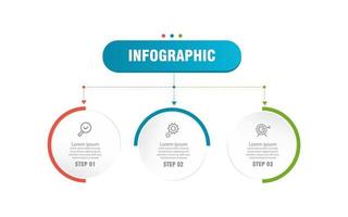 Infografía moderna de 3 pasos, opciones o niveles con etiqueta. gráfico de información de línea de tiempo. presentación de negocios, folleto de información, banner, plantilla de diseño de flujo de trabajo. ilustración vectorial eps10 vector