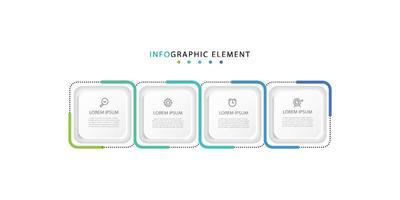 plantilla de diseño vectorial infográfico con iconos y 4 opciones o pasos. se puede utilizar para diagramas de proceso, presentaciones, diseño de flujo de trabajo, banner, diagrama de flujo. eps10 vector