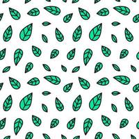 Simple seamless pattern with doodle green leaves.