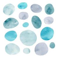 Abstract doodle oval shapes with hand painted watercolor texture. Suitable for brochures, wall decor, postcards, newsletter, covers in modern scandinavian style. vector