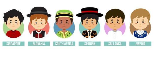 Set Avatars with Different Countries vector