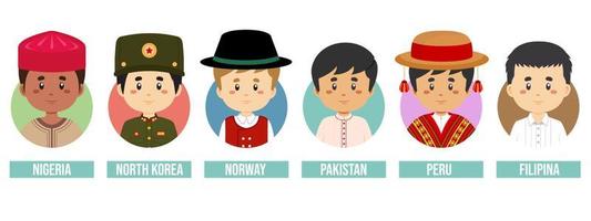 Set Avatars with Different Countries vector