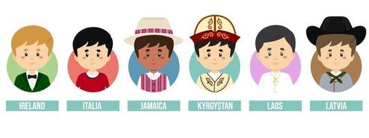 Set Avatars with Different Countries vector