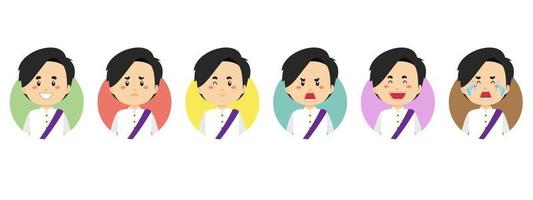 avatar de camboya con varias expresiones vector