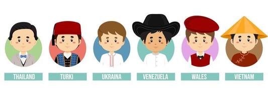 Set Avatars with Different Countries vector