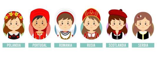 Set Girl Avatars with Different Countries vector