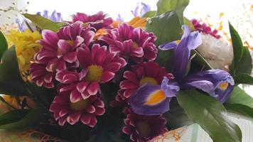 A bouquet of bright flowers as a gift to your beloved woman video