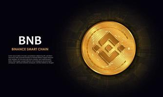 Binance samart chain BNB.Technology background with circuit.BNBlogo.Crypto currency concept. vector