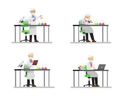 Illustration of a professor's research activities in a laboratory vector