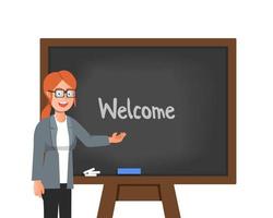 A female teacher giving an introductory class vector