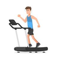 A man runs on a treadmill until he sweats vector