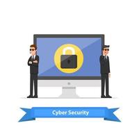 two cyber security guards wearing suits and sunglasses vector