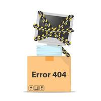 Error 404 with a defective monitor concept vector