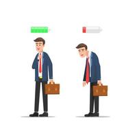 A businessman in prime condition and tired vector