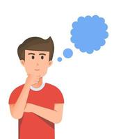 A man is thinking something with an empty bubble vector