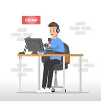 illustration of a radio announcer at work vector