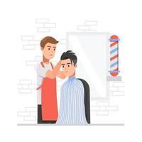 servicio de corte de pelo en una barbería masculina vector