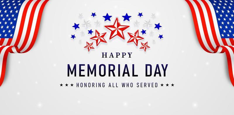 happy memorial day with sparkling stars backgrounds for website banner, poster corporate, sign business, social media posts, advertising agency, wallpaper, backdrop, ads campaign, landing page, header