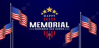 happy memorial day remember and honor for website banner, poster corporate, sign business, social media posts, advertising agency, wallpaper, backdrop, ads campaign, header webs, advertisement vector