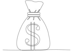 Continuous single line isolated vector object image, dollar sign