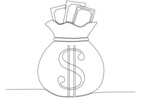 Continuous single line isolated vector object image, dollar sign