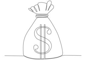 Continuous single line isolated vector object image, dollar sign