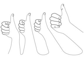 continuous line Many people congratulate the winner and hold their thumbs vector