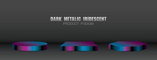 cool dark metallic iridescent gradient color product display stage 3d illustration vector collection