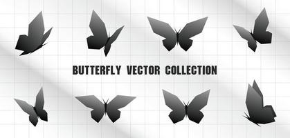 black butterfly graphic vector art set in modern minimal style