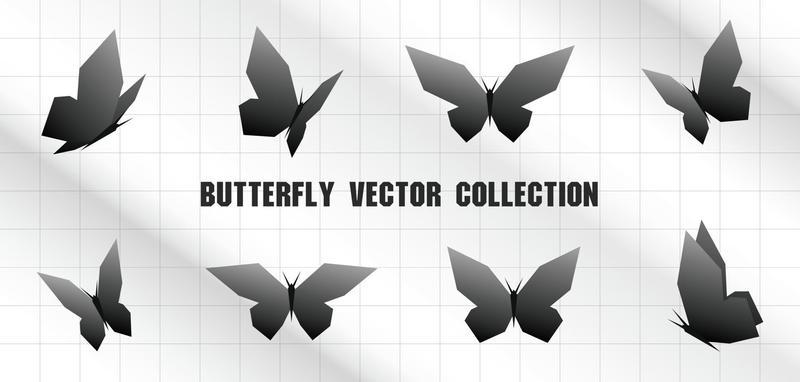 black butterfly graphic vector art set in modern minimal style