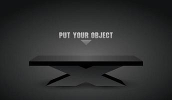 cool black x shape product podium display 3d illustration vector