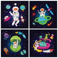 espacio astronauta universo flotante vector