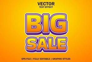 big sale text effect with orange color and editable. vector