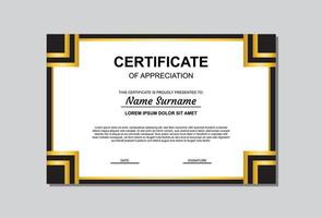 certificate template design in gold and black color. certificate with luxury and modern style. vector