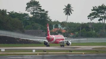 Airbus A320 taxiing at Phuket airport video