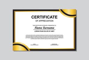 certificate template design in gold and black color. certificate with luxury and modern style. vector