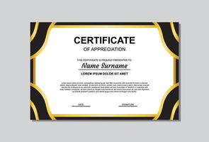 certificate template design in gold and black color. certificate with luxury and modern style. vector