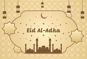 Happy Eid al-Adha greeting background with light colors. vector