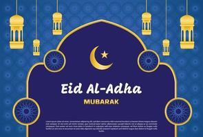 Happy Eid al-Adha greeting background with blue color. design for cover template. vector