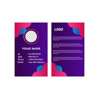 Corporate id card design template in purple modern style. vector
