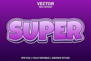 super text effect with purple color for promotion. vector