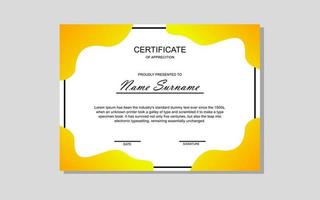 certificate design in yellow modern style vector