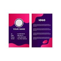 Corporate id card design template in purple modern style. vector