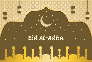 feliz fondo de saludo de eid al-adha con color marrón. vector