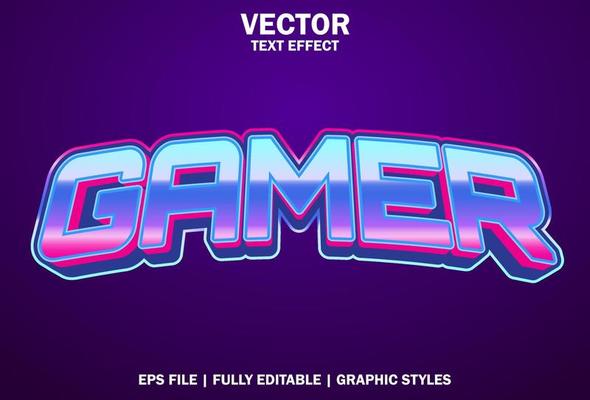 gamer text effect with purple color for logo.