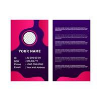 Corporate id card design template in purple modern style. vector